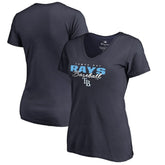 Tampa Bay Rays Women's Script Assist V-Neck T-Shirt - Navy