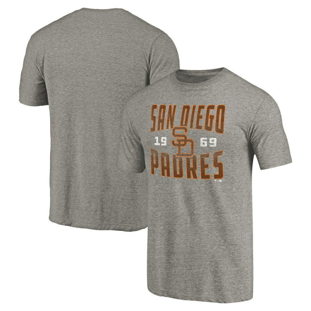 San Diego Padres Cooperstown Collection Antique Stack Tri-Blend T-Shirt - Gray