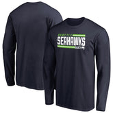 Seattle Seahawks Iconic Collection On Side Stripe Long Sleeve T-Shirt - College Navy for sale