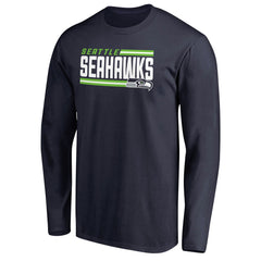 Seattle Seahawks Iconic Collection On Side Stripe Long Sleeve T-Shirt - College Navy for sale