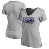 Baltimore Ravens Women's Iconic Collection On Side Stripe V-Neck T-Shirt - Ash outlet