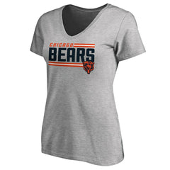 Chicago Bears Women's Iconic Collection On Side Stripe V-Neck T-Shirt - Heather Gray discount