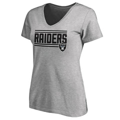 Las Vegas Raiders Women's Iconic Collection On Side Stripe V-Neck T-Shirt - Heather Gray online