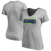 Seattle Seahawks Women's Iconic Collection On Side Stripe V-Neck T-Shirt - Heather Gray discount