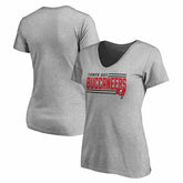Tampa Bay Buccaneers Women's Iconic Collection On Side Stripe V-Neck T-Shirt - Heather Gray on sale