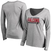 Atlanta Falcons Women's Iconic Collection On Side Stripe Long Sleeve V-Neck T-Shirt - Ash online