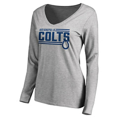Indianapolis Colts Women's Iconic Collection On Side Stripe Long Sleeve V-Neck T-Shirt - Ash cheap