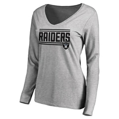 Las Vegas Raiders Women's Iconic Collection On Side Stripe Long Sleeve V-Neck T-Shirt - Ash on sale