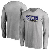 Baltimore Ravens Iconic Collection On Side Stripe Long Sleeve T-Shirt - Ash for sale