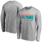 Miami Dolphins Iconic Collection On Side Stripe Long Sleeve T-Shirt - Ash on sale
