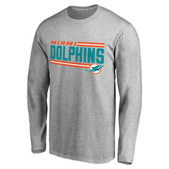 Miami Dolphins Iconic Collection On Side Stripe Long Sleeve T-Shirt - Ash on sale