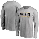 New Orleans Saints Iconic Collection On Side Stripe Long Sleeve T-Shirt - Ash for sale