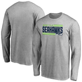 Seattle Seahawks Iconic Collection On Side Stripe Long Sleeve T-Shirt - Ash for sale