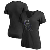 Colorado Rockies Women's X-Ray V-Neck T-Shirt - Black