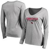 Arizona Cardinals Women's Iconic Collection Script Assist Long Sleeve V-Neck T-Shirt - Ash outlet