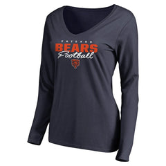 Chicago Bears Women's Iconic Collection Script Assist Long Sleeve V-Neck T-Shirt - Navy online