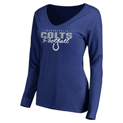 Indianapolis Colts Women's Iconic Collection Script Assist Long Sleeve V-Neck T-Shirt - Royal discount