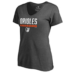 Baltimore Orioles Women's Win Stripe V-Neck T-Shirt - Ash