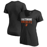 Baltimore Orioles Women's Fade Out V-Neck T-Shirt - Black