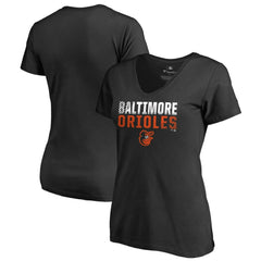 Baltimore Orioles Women's Fade Out V-Neck T-Shirt - Black