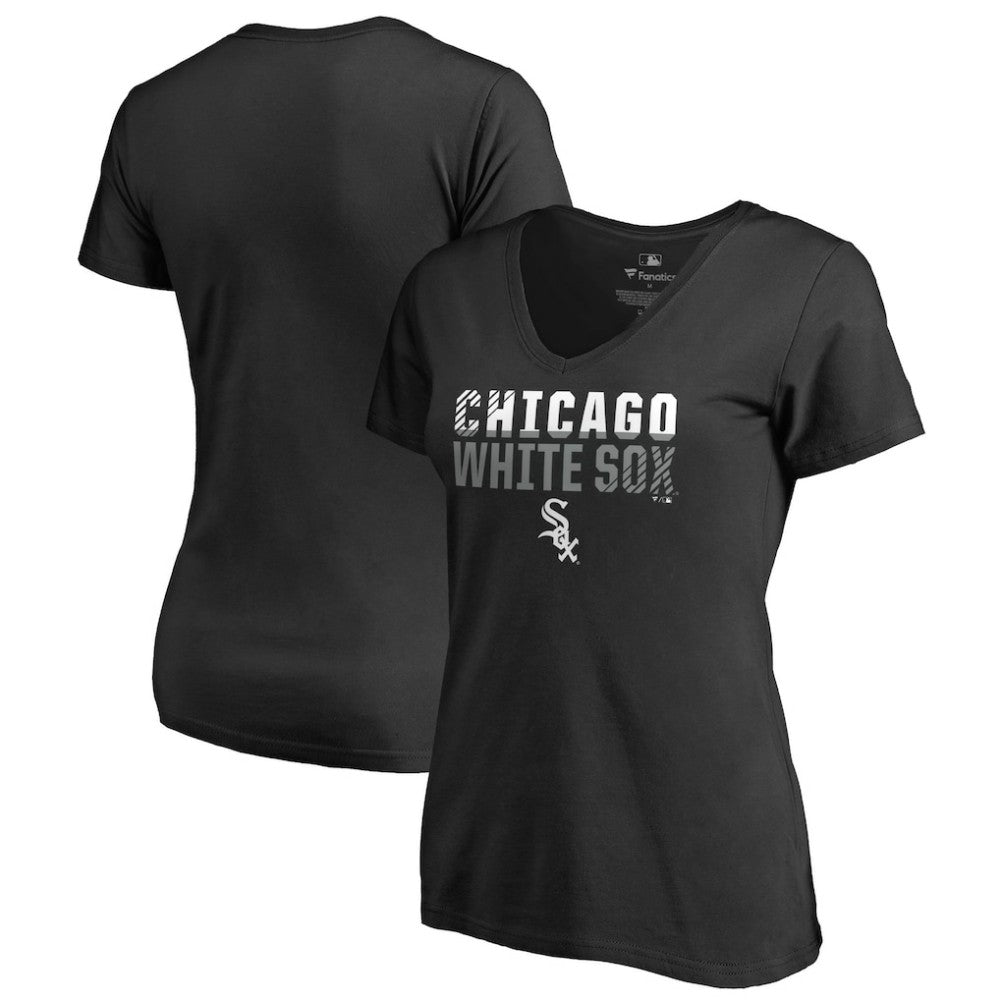 Chicago White Sox Women's Fade Out V-Neck T-Shirt - Black