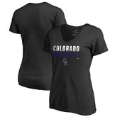 Colorado Rockies Women's Fade Out V-Neck T-Shirt - Black