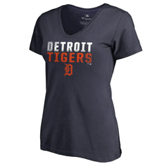 Detroit Tigers Women's Fade Out V-Neck T-Shirt - Navy