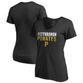 Pittsburgh Pirates Women's Fade Out V-Neck T-Shirt - Black