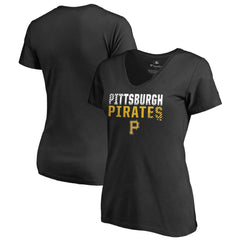 Pittsburgh Pirates Women's Fade Out V-Neck T-Shirt - Black