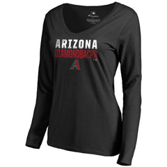 Arizona Diamondbacks Women's Fade Out V-Neck Long Sleeve T-Shirt - Black