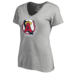 California Angels Women's Cooperstown Collection Vintage Forbes V-Neck T-Shirt - Heathered Gray