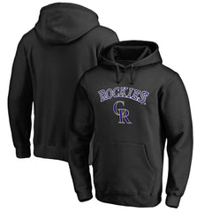 Colorado Rockies Team Lockup Fitted Pullover Hoodie - Black