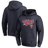 Minnesota Twins Team Lockup Fitted Pullover Hoodie - Navy