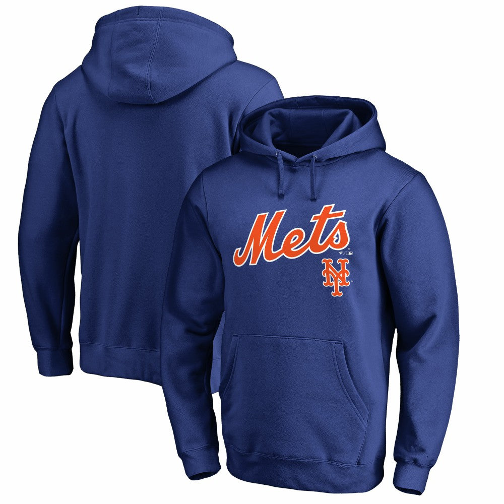New York Mets Team Lockup Fitted Pullover Hoodie - Royal