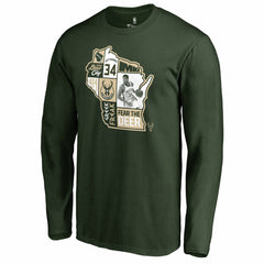 Giannis Antetokounmpo Milwaukee Bucks Player State Long Sleeve T-Shirt - Hunter Green cheap