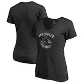 Vancouver Canucks Women's Lovely V-Neck T-Shirt Black