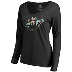 Minnesota Wild Women's Lovely Long Sleeve V-Neck T-Shirt Black