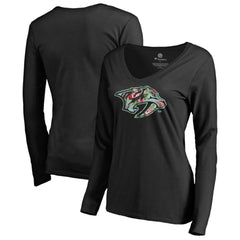 Nashville Predators Women's Lovely Long Sleeve V-Neck T-Shirt Black