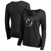 New Jersey Devils Women's Lovely Long Sleeve V-Neck T-Shirt Black