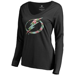 Tampa Bay Lightning Women's Lovely Long Sleeve V-Neck T-Shirt Black
