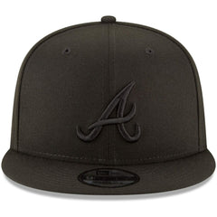 Atlanta Braves Black on Black 9FIFTY Team Snapback Adjustable Hat - Black | New Era