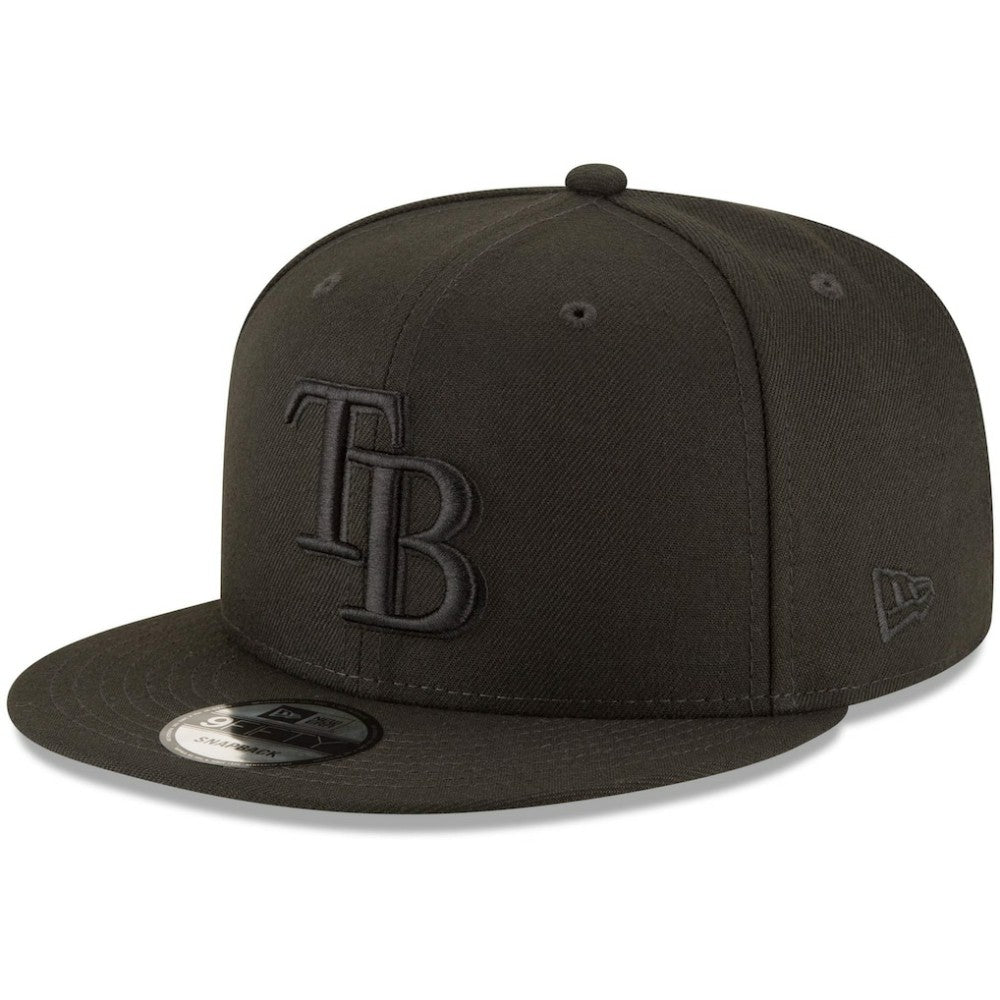 Tampa Bay Rays Black on Black 9FIFTY Team Snapback Adjustable Hat - Black | New Era