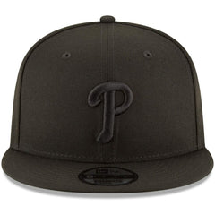 Philadelphia Phillies Black on Black 9FIFTY Team Snapback Adjustable Hat - Black | New Era