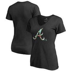 Atlanta Braves Women's Lovely V-Neck T-Shirt - Black