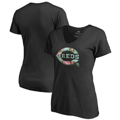 Cincinnati Reds Women's Lovely V-Neck T-Shirt - Black