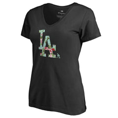 Los Angeles Dodgers Women's Lovely V-Neck T-Shirt - Black