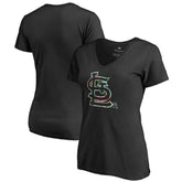 St. Louis Cardinals Women's Lovely V-Neck T-Shirt - Black