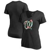 Washington Nationals Women's Lovely V-Neck T-Shirt - Black