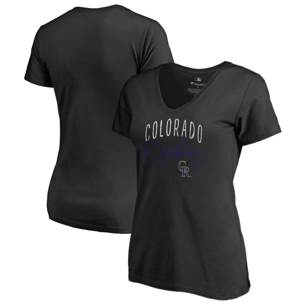 Colorado Rockies Women's Graceful V-Neck T-Shirt - Black