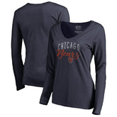 Chicago Bears Women's Graceful Long Sleeve V-Neck T-Shirt - Navy for sale